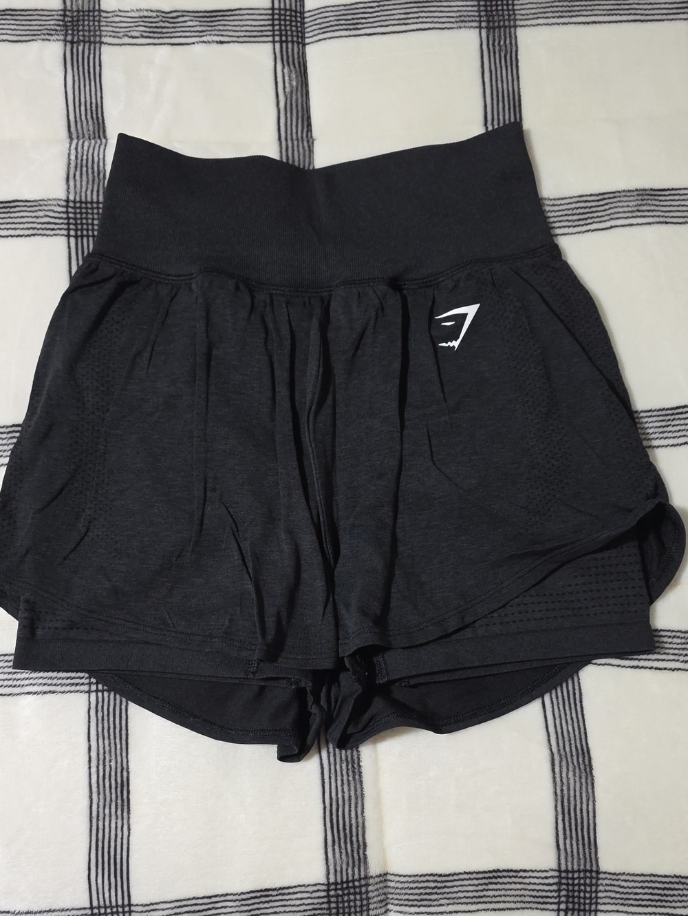 Gymshark Black High-Waist Athletic Shorts with Built In Biker Shorts